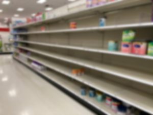 A baby formula display sits empty at supermarket as a result of nationwide baby formula shortage.